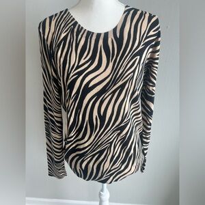 Classic from J Crew Zebra Print Long Sleeve Top blouse